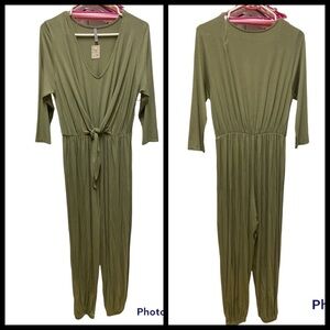 Jolie long sleeve tie front jumpsuit